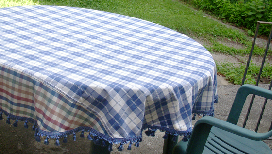 Next tablecloth will need a centre opening for my patio umbrella